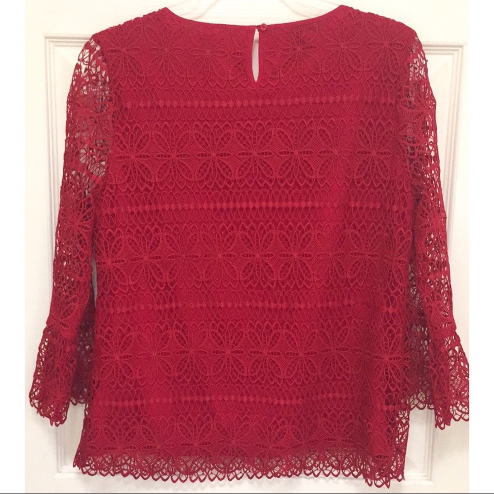 Talbots Floral Lace Overlay Top - Picture 7 of 16